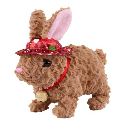 Interactive Rabbit Robot Pet - 9.5x16x19cm Electronic Plush, Walking Wiggle Ears Twitch Nose Toy, Lifelike Jumping Companion Device, Portable Entertainment Gadget | for Boys Girls Ages Three Pl