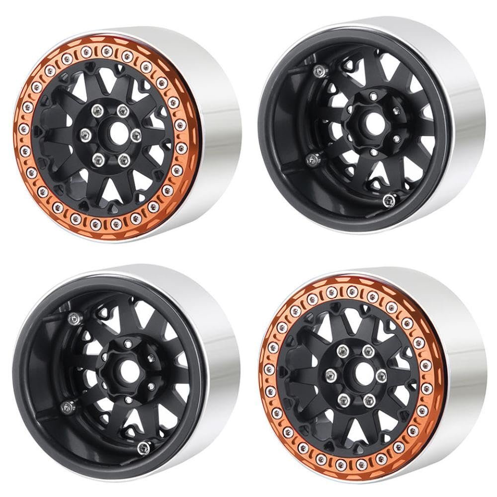 4PCS 2.2 Inch Rims Hubs Compatible with 1 10 Scale RC Crawler Cars Such As Wraith and TRX6 Upgrade Parts(No.1-Color G)