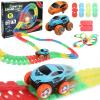 PolaZIA Electric Magnetic Train Set, 3D 92PCS Anti Gravity Race Track Flexible for Kids Ages 4-8, Glow in The Dark Race Track Set with LED Light-Up Car, 360Climbing Car Race Track view 1