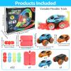 PolaZIA Electric Magnetic Train Set, 3D 92PCS Anti Gravity Race Track Flexible for Kids Ages 4-8, Glow in The Dark Race Track Set with LED Light-Up Car, 360Climbing Car Race Track view 2