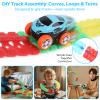 PolaZIA Electric Magnetic Train Set, 3D 92PCS Anti Gravity Race Track Flexible for Kids Ages 4-8, Glow in The Dark Race Track Set with LED Light-Up Car, 360Climbing Car Race Track view 4