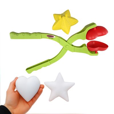 JAMARA 461163 Snow Play Snowball Tongs Heart and Star 2-in-1 - Children's Snowball Snow Tongs, Ice Tongs, Snow Globe Maker, Gift Idea Kids, Change Shapes, Impact Resistant Plastic