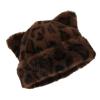 Btgghytr Oversized Kitten Hat with Ear Leopards Print Skiing Hat Furry Cartoon Photo Props Outdoor Head Wrap view 1