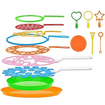 MARALANG 15PCS Big Wand Kit for Kids Bubble Making Toy Colorful Bubble for Outdoor Activity & Party