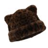 Btgghytr Oversized Kitten Hat with Ear Leopards Print Skiing Hat Furry Cartoon Photo Props Outdoor Head Wrap view 1