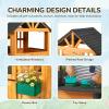 Ktaxon Kids Outdoor Playhouse with Dog Door, Wooden Toddler Outside Play Kitchen W/Picnic Bench, Flower Pot, Cookware & Windows for Garden, Backyard, Indoor Playroom, Ages 3-8 (Natural) view 4