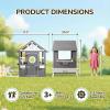 Ktaxon Kids Outdoor Playhouse with Dog Door, Wooden Toddler Outside Play Kitchen W/Picnic Bench, Flower Pot, Cookware & Windows for Garden, Backyard, Indoor Playroom, Ages 3-8 (Grey) view 2
