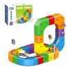 Train Track Fusion Set, 51/81/123Pcs 3D Infinity Train Routes with Mix-and-Match Cubes, DIY Race Car Track Building Kits with Moving Train and Traffic Signs (51pcs) view 1