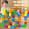 Train Track Fusion Set, 51/81/123Pcs 3D Infinity Train Routes with Mix-and-Match Cubes, DIY Race Car Track Building Kits with Moving Train and Traffic Signs (51pcs) view 2