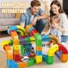 Train Track Fusion Set, 51/81/123Pcs 3D Infinity Train Routes with Mix-and-Match Cubes, DIY Race Car Track Building Kits with Moving Train and Traffic Signs (51pcs) view 3