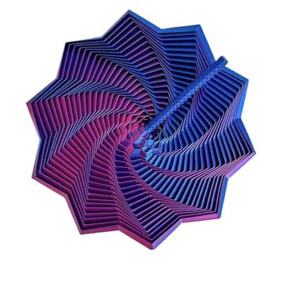 3D Printed Expanded Sensory Fidget Star with Handle  New Stress Relief Whirling Spiral Toy, Star Sensation Tree Toy, Integralz Expand Hexagonal Decompression Tentativea (red-Blue, 3.3inch)