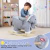 Baby Rocker Chair, Elephant Shape Baby Rocking Horse with Music Sound, Stuffed Plush Ride-on Rocking Horse, Rocking Horse for Toddlers 1-3, with Wooden Base, Ergonomic Handle (Grey) view 4