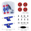 DisplayMore 19PCS Fingerboard Skateboard Bearing Wheels Tool Set, Blue Trucks & Red Spherical Fingerboard Bearing Wheels & Nuts & Screw & Screwdriver view 2