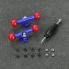 DisplayMore 19PCS Fingerboard Skateboard Bearing Wheels Tool Set, Blue Trucks & Red Spherical Fingerboard Bearing Wheels & Nuts & Screw & Screwdriver view 4