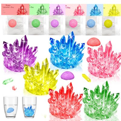 24 Pack Valentines Day Gifts for Kids - Crystal Growing Science Kit with Valentine Cards, Unique Class Classroom Exchange Cards, School Party Favors and Goodie Bags Stuffers for Girls Boys