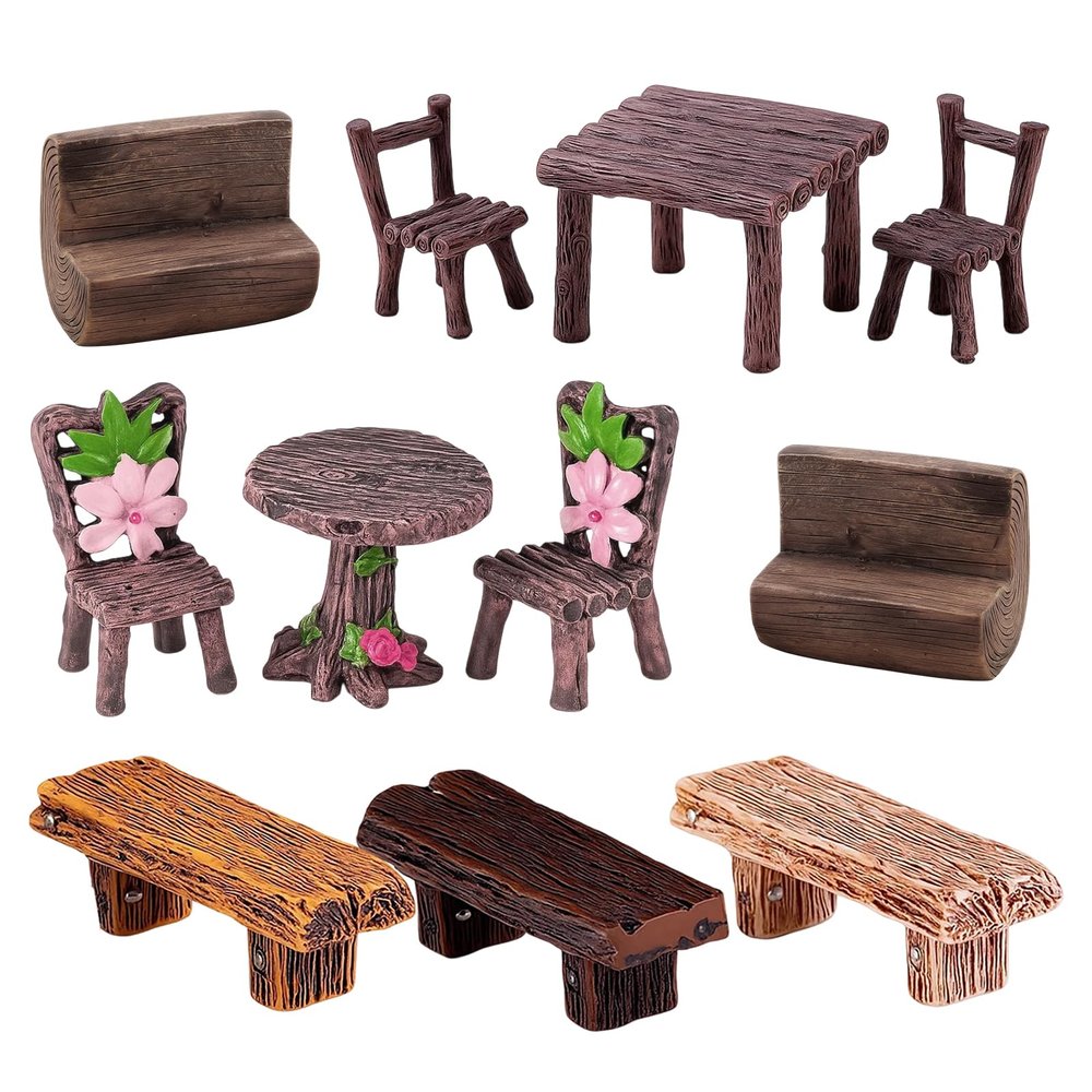 11PCS Fairy Garden Furniture Set, Fairy Garden Accessories, Fairy Garden Suitable for DIY Enthusiasts, Gardening Enthusiasts and Collectors