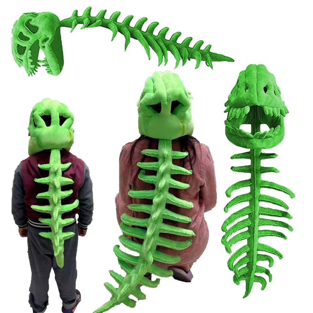 2026 New Silly Dino Plush Skeleton, Realistic Dinosaur Skeleton Plush Costume,Wearable Dinosaur Skeletons Plushes (Green, 80cm/31in)