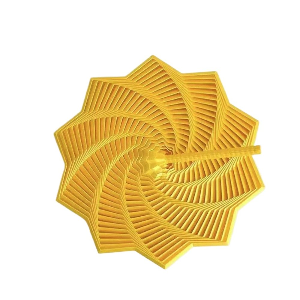 3D Printed Expanded Sensory Fidget Star with Handle New Stress Relief Whirling Spiral Toy, Star Sensation Tree Toy, Integralz Expand Hexagonal Decompression Tentativea (Gold, 6.7inch)