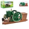 Retrol & OKMO Z01 Metal Engine Model, Hit-and-Miss Throttling Governor Single-Cylinder 4-Stroke Internal Combustion Engine with Ignition System and Wooden Display Stand view 1