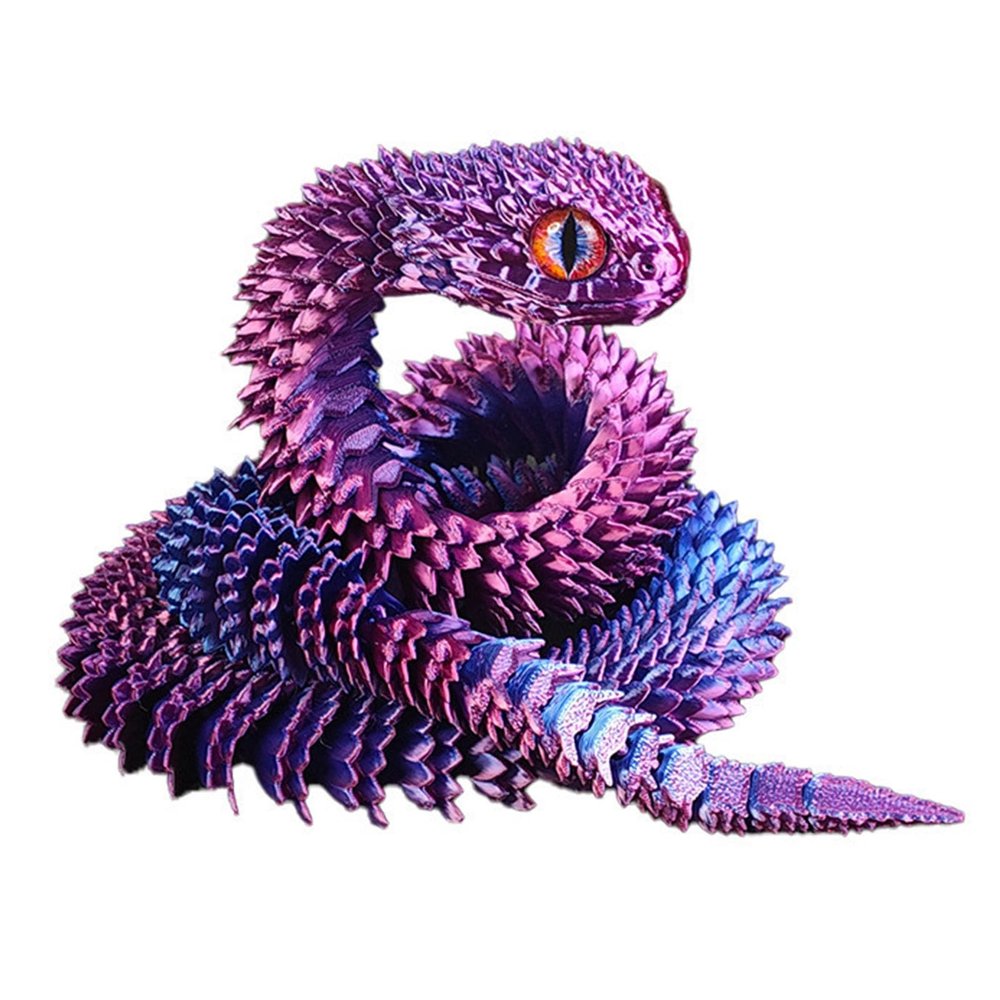 3D Printed Snake Toys, Flexible 3D Printed Animal, Fidget ADHDs Snake Toys, Perfect Desk Pet for Animal Collectors, Halloween Decor, Christmas Toy 2025 Purple 24in