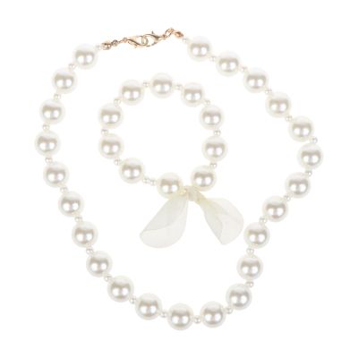 XIANGMUN Fashion Pearl Jewelry Set for Simulated Bead Necklace Bracelet Little Girl's Birthday Party