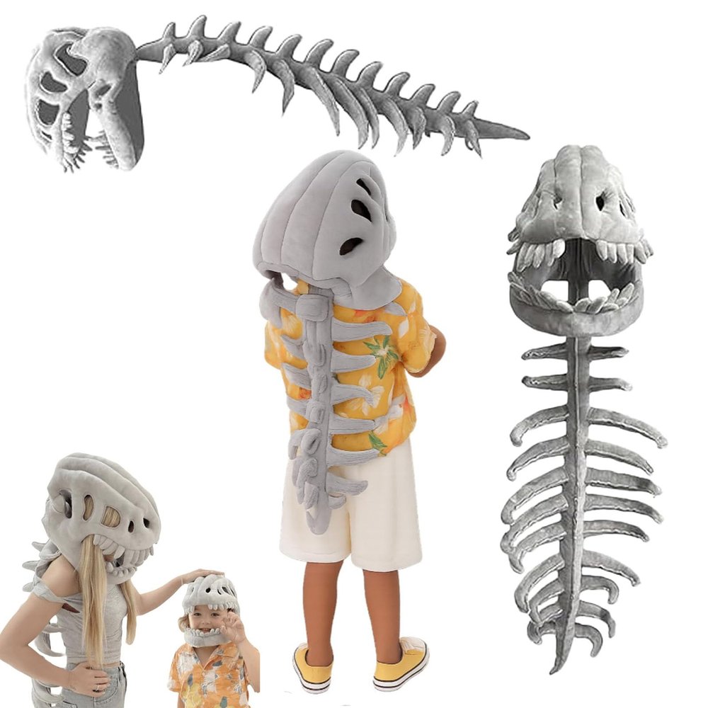 2026 New Silly Dino Plush Skeleton, Realistic Dinosaur Skeleton Plush Costume,Wearable Dinosaur Skeletons Plushes (Gray, 80cm/31in)