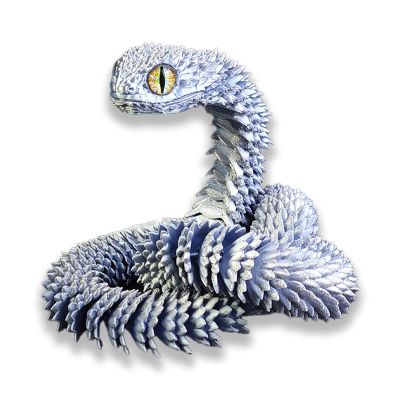 3D Printed Snake Toys, Flexible 3D Printed Animal, Fidget ADHDs Snake Toys, Perfect Desk Pet for Animal Collectors, Halloween Decor, Christmas Toy 2025 Silver 24in