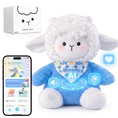 blurams Baamy AI Talking Plush Toy for Kids, Interactive Lamb Stuffed Animal with Real-Time Voice Chat, Memory & Emotional Companion, Squeeze-to-Talk, Rechargeable, Soft Gift for Boys & Girls Age 3+