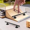 Colaxi Professional Fingerboard Round Rail for Training, Mini Skateboard Rail Obstacle with Stable Base, Aluminum Alloy Fingerboard Deck Toy, Skatepark Accessory for Fingerboard Players, 20cm Black view 3