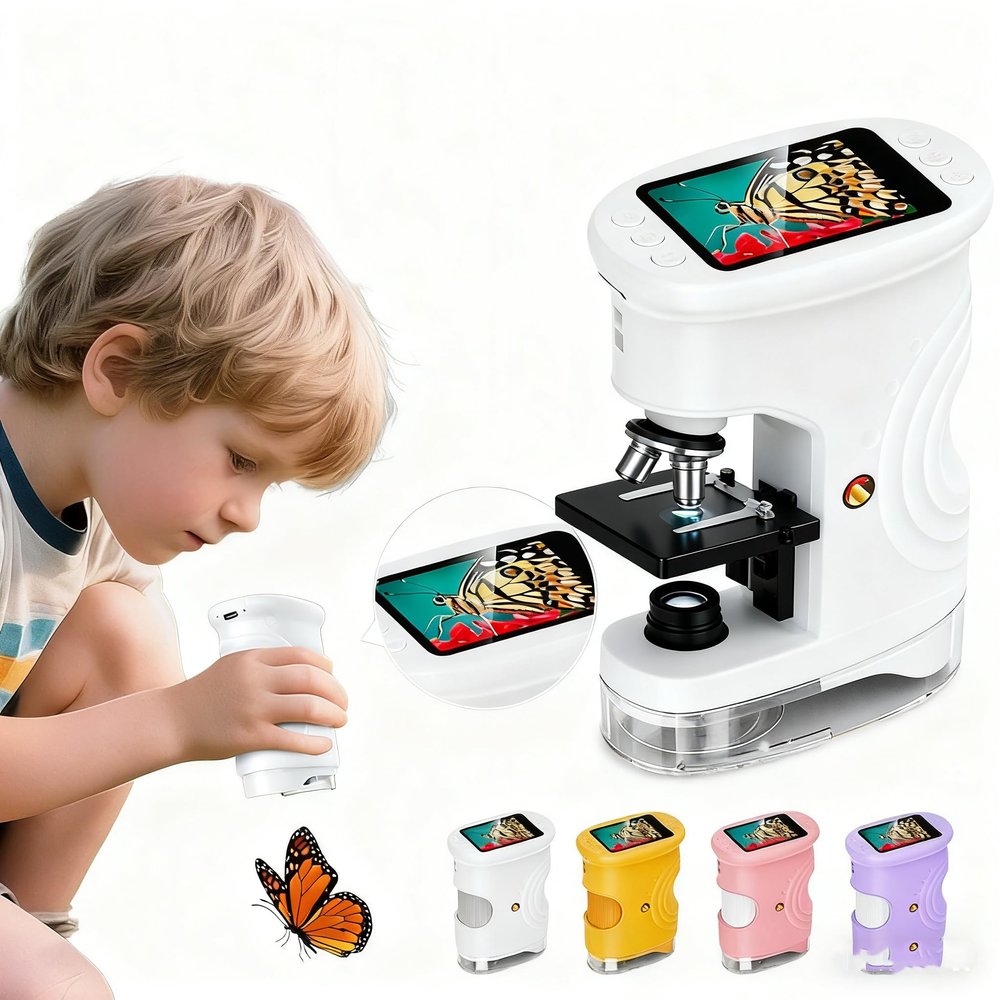 1000X Handheld Digital Microscope for Kids, 2026 Upgraded Portable Mini Pocket Microscope, Digital Magnifying Glass Scope Science Kits for Home School Lab, Birthday Gifts for 3 to 12 Years Old Kid
