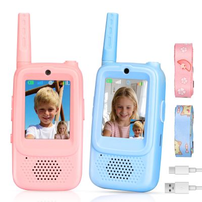 Video Walkie Talkies for Kids with Real-Time Screen & Voice Changer, Rechargeable Walkie Talkies Long Range Radios, for Outside, Hiking, Birthday Gifts for Boys/Girls Ages 3-12