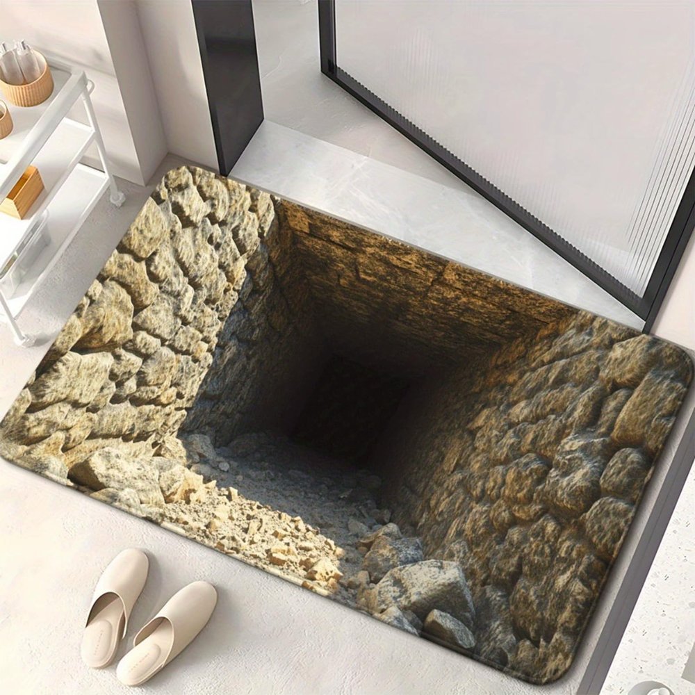 3D Hole Rug - Dog Gets Scaredof 3D Carpet, Rug That Looks Like a Hole, Optical Illusion Rugs for Pranks, as Test & Game with Your Cat or Dog Slip-Resistant Quick-Drying
