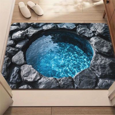 3D Hole Rug - Dog Gets Scaredof 3D Carpet, Rug That Looks Like a Hole, Optical Illusion Rugs for Pranks, as Test & Game with Your Cat or Dog Slip-Resistant Quick-Drying