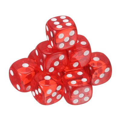 uxcell 6 Sided Acrylic Dice,18mm/0.71" 18mm/0.71" Game Red 10Pcs