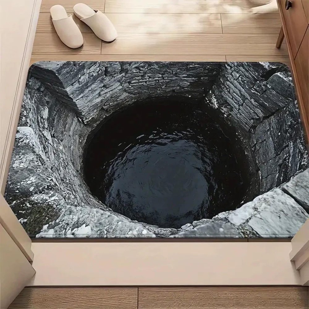 3D Hole Rug - Dog Gets Scaredof 3D Carpet, Rug That Looks Like a Hole, Optical Illusion Rugs for Pranks, as Test & Game with Your Cat or Dog Slip-Resistant Quick-Drying