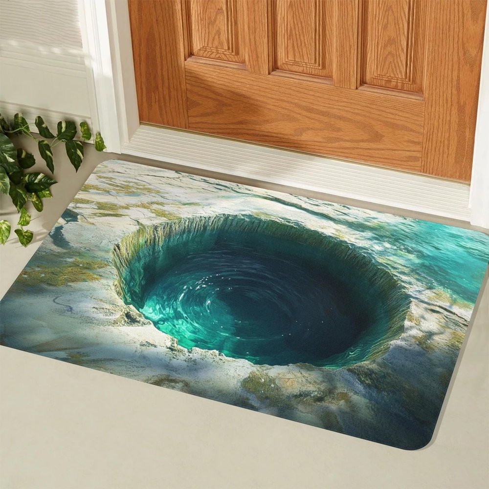3D Hole Rug - Dog Gets Scaredof 3D Carpet, Rug That Looks Like a Hole, Optical Illusion Rugs for Pranks, as Test & Game with Your Cat or Dog Slip-Resistant Quick-Drying