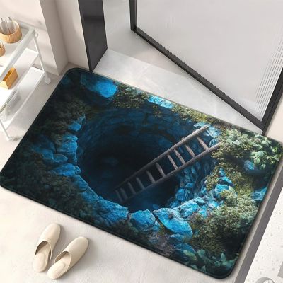 3D Hole Rug - Dog Gets Scaredof 3D Carpet, Rug That Looks Like a Hole, Optical Illusion Rugs for Pranks, as Test & Game with Your Cat or Dog Slip-Resistant Quick-Drying
