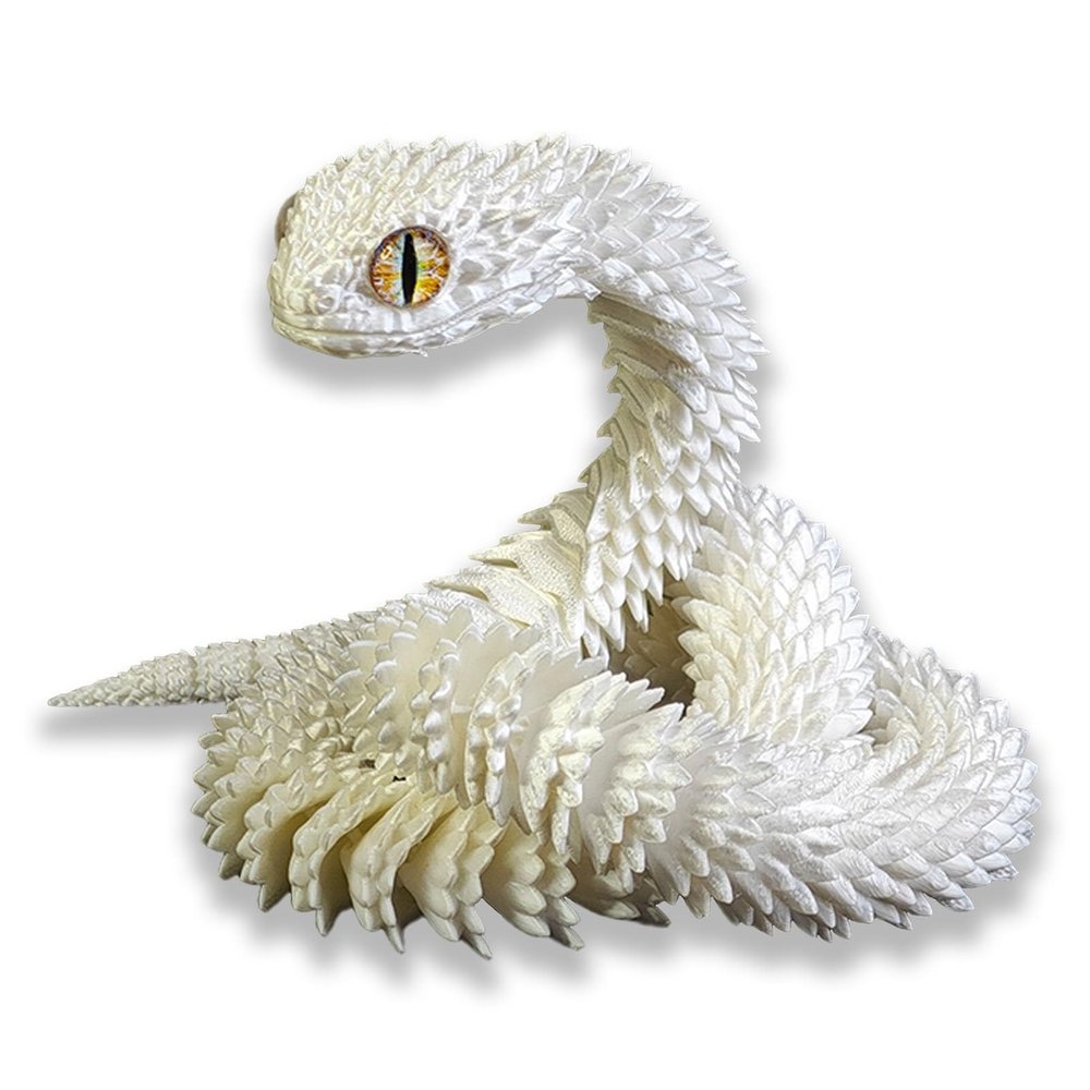 3D Printed Snake Toys, Flexible 3D Printed Animal, Fidget ADHDs Snake Toys, Perfect Desk Pet for Animal Collectors, Halloween Decor, Christmas Toy 2025 White 24in
