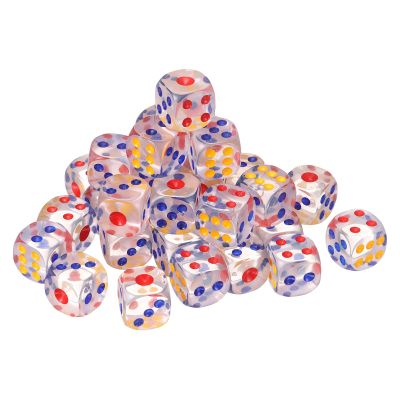 uxcell 36Pcs 6 Sided Acrylic Dice, 18mm/0.71" Rounded Corner Translucent Colored D6 Game Dice for Theme Party Fun Table Board Games, Clear