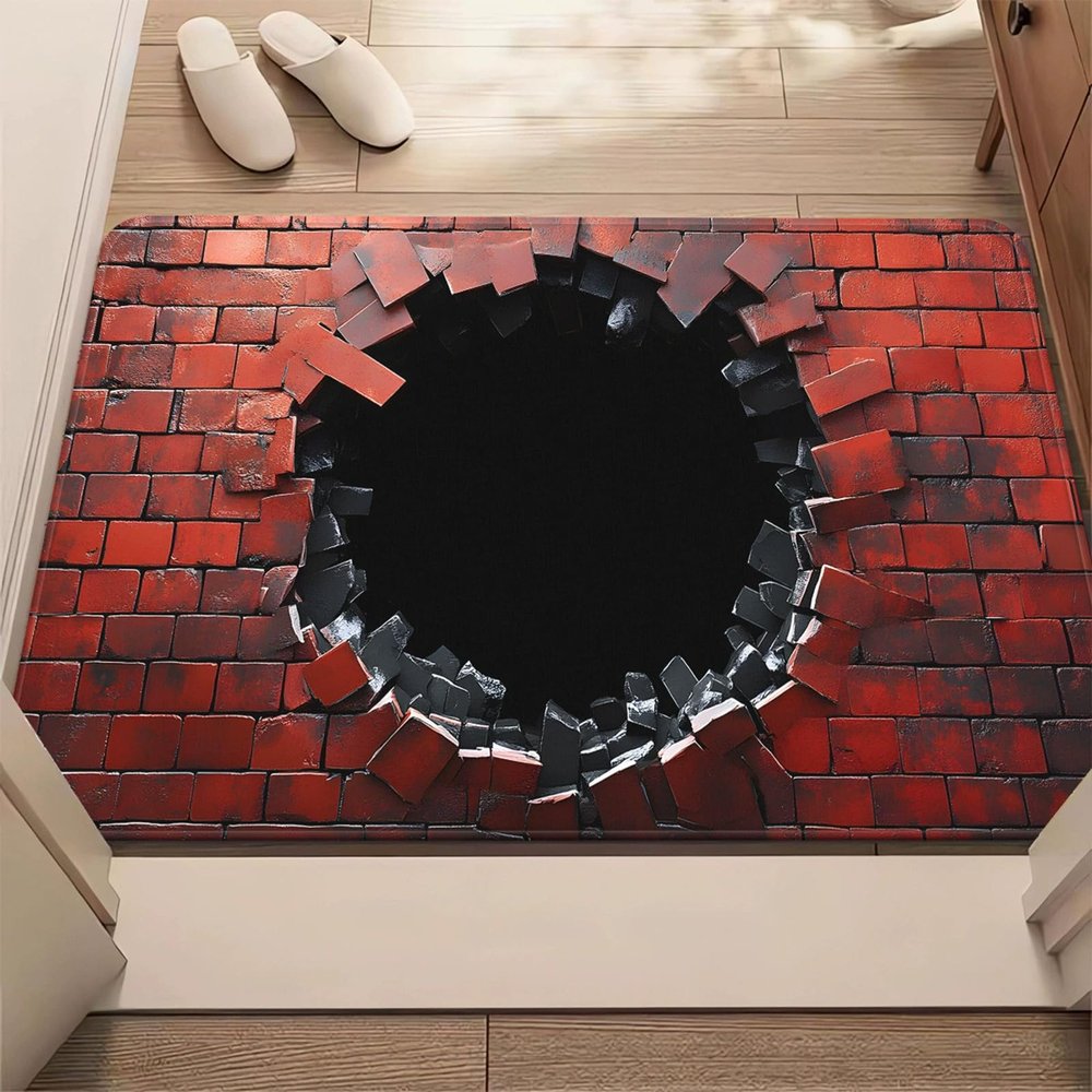 3D Hole Rug - Dog Gets Scaredof 3D Carpet, Rug That Looks Like a Hole, Optical Illusion Rugs for Pranks, as Test & Game with Your Cat or Dog Slip-Resistant Quick-Drying