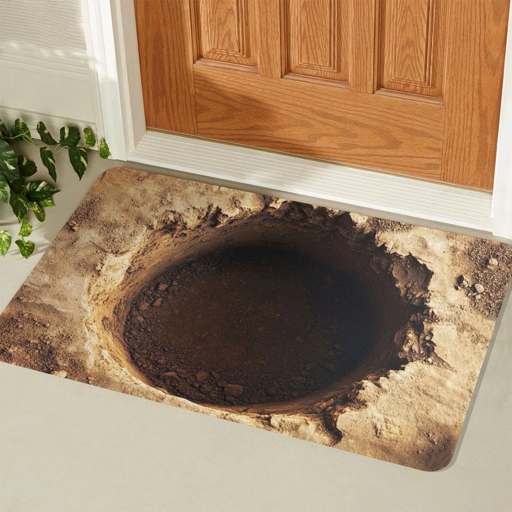 3D Hole Rug - Dog Gets Scaredof 3D Carpet, Rug That Looks Like a Hole, Optical Illusion Rugs for Pranks, as Test & Game with Your Cat or Dog Slip-Resistant Quick-Drying