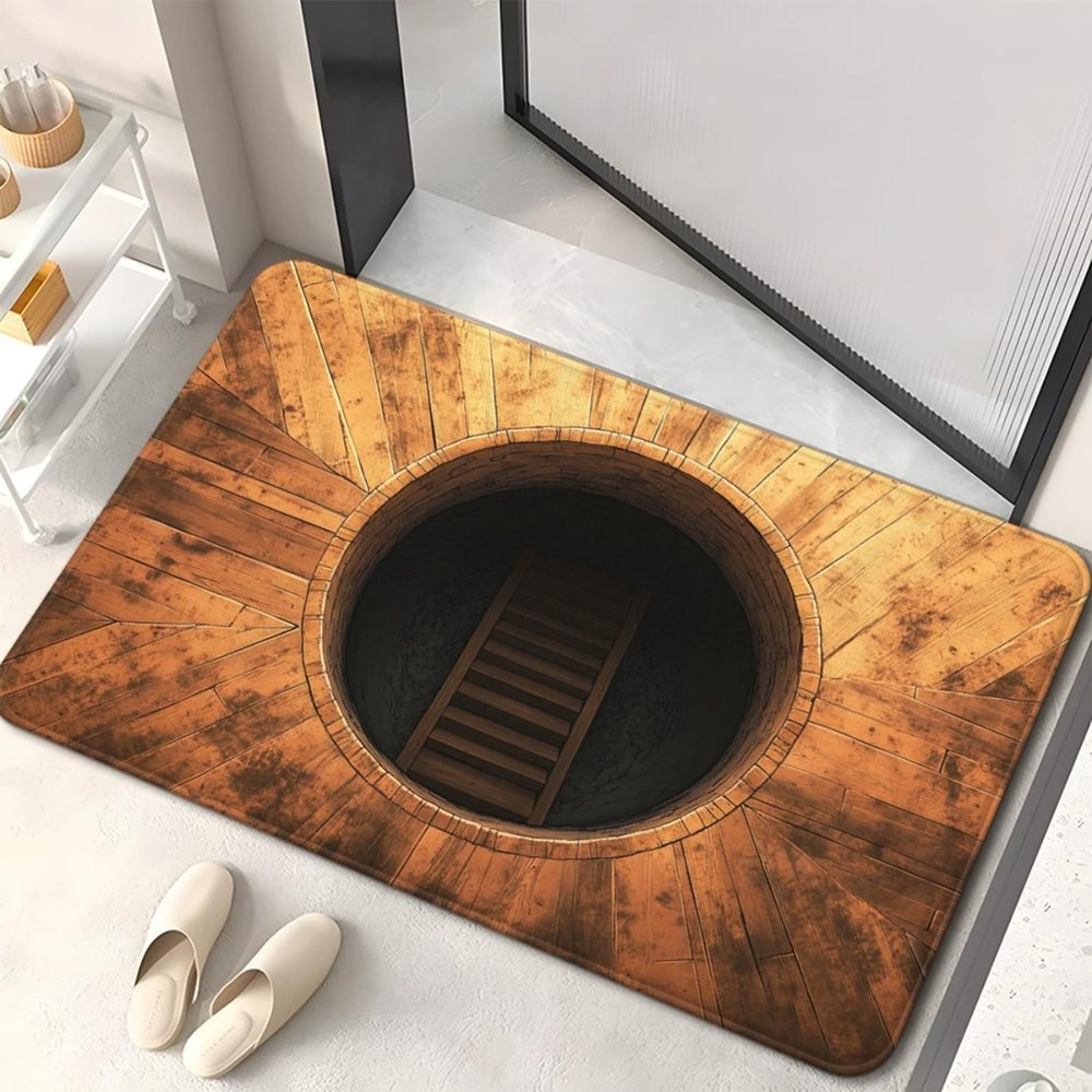 3D Hole Rug - Dog Gets Scaredof 3D Carpet, Rug That Looks Like a Hole, Optical Illusion Rugs for Pranks, as Test & Game with Your Cat or Dog Slip-Resistant Quick-Drying