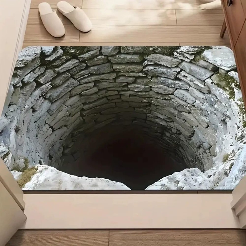 3D Hole Rug - Dog Gets Scaredof 3D Carpet, Rug That Looks Like a Hole, Optical Illusion Rugs for Pranks, as Test & Game with Your Cat or Dog Slip-Resistant Quick-Drying
