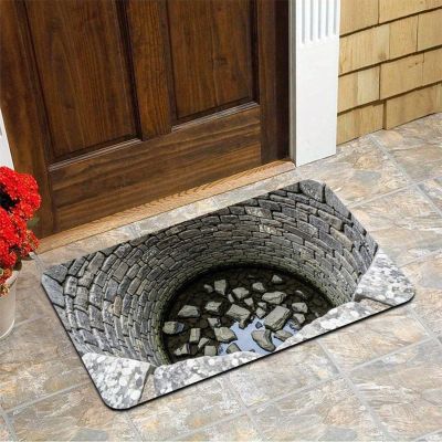3D Hole Rug - Dog Gets Scaredof 3D Carpet, Rug That Looks Like a Hole, Optical Illusion Rugs for Pranks, as Test & Game with Your Cat or Dog Slip-Resistant Quick-Drying