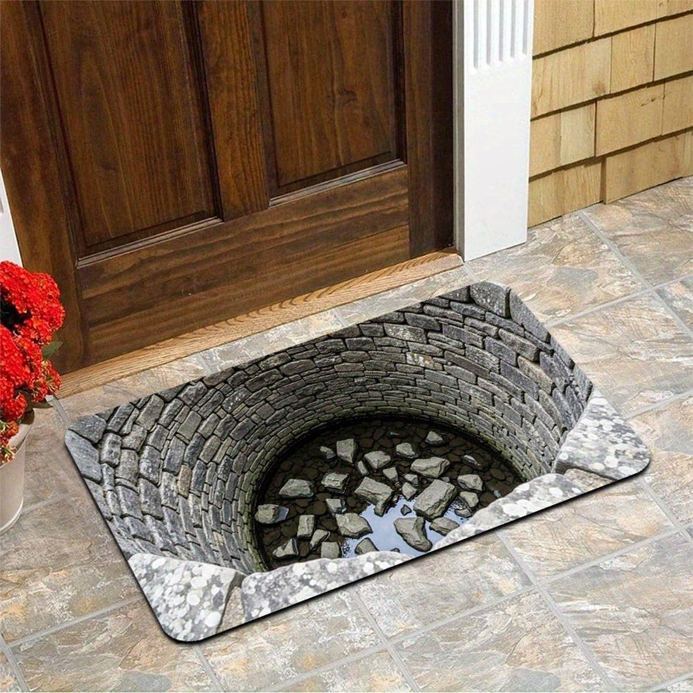 3D Hole Rug - Dog Gets Scaredof 3D Carpet, Rug That Looks Like a Hole, Optical Illusion Rugs for Pranks, as Test & Game with Your Cat or Dog Slip-Resistant Quick-Drying