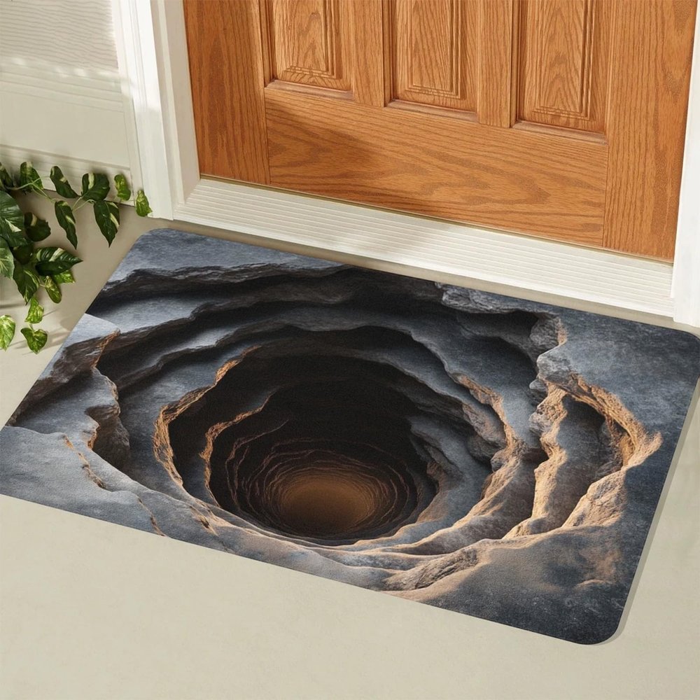 3D Hole Rug - Dog Gets Scaredof 3D Carpet, Rug That Looks Like a Hole, Optical Illusion Rugs for Pranks, as Test & Game with Your Cat or Dog Slip-Resistant Quick-Drying