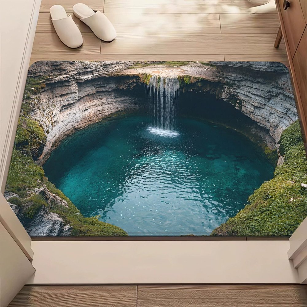 3D Hole Rug - Dog Gets Scaredof 3D Carpet, Rug That Looks Like a Hole, Optical Illusion Rugs for Pranks, as Test & Game with Your Cat or Dog Slip-Resistant Quick-Drying