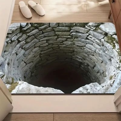 3D Hole Rug - Dog Gets Scaredof 3D Carpet, Rug That Looks Like a Hole, Optical Illusion Rugs for Pranks, as Test & Game with Your Cat or Dog Slip-Resistant Quick-Drying