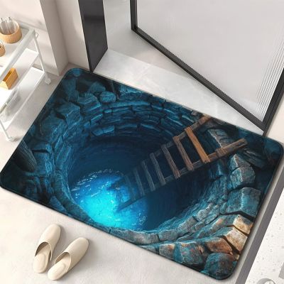 3D Hole Rug - Dog Gets Scaredof 3D Carpet, Rug That Looks Like a Hole, Optical Illusion Rugs for Pranks, as Test & Game with Your Cat or Dog Slip-Resistant Quick-Drying