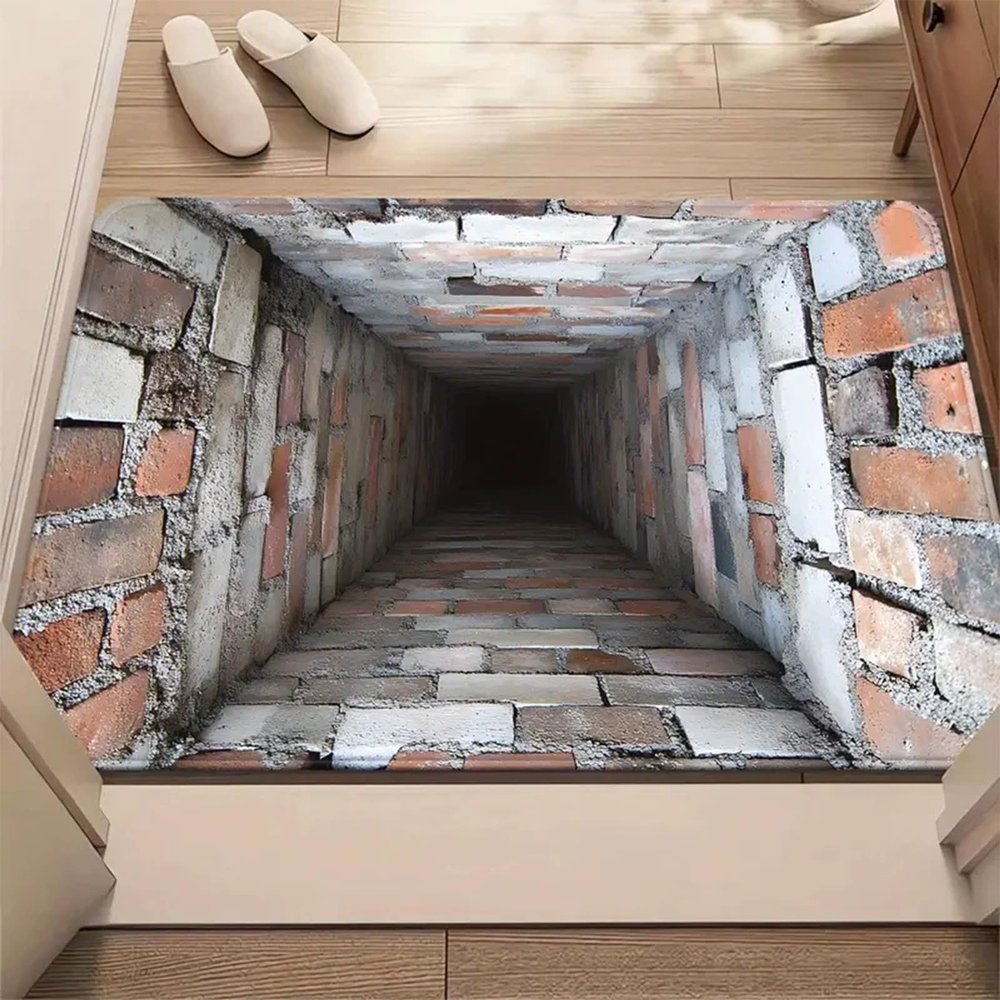 3D Hole Rug - Dog Gets Scaredof 3D Carpet, Rug That Looks Like a Hole, Optical Illusion Rugs for Pranks, as Test & Game with Your Cat or Dog Slip-Resistant Quick-Drying